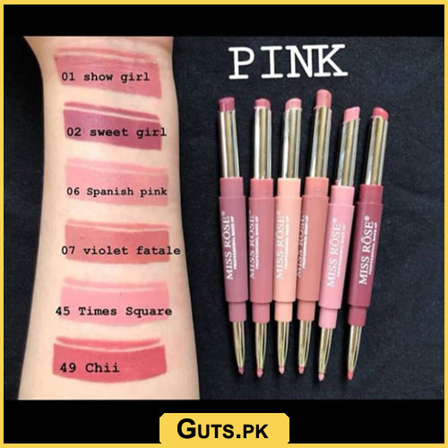 Miss Rose Lipstick With Matching Lipliner Pink Set
