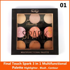 Final Touch Spark 3 in 1 Multifuncation Palette Highlighter Blush Contour