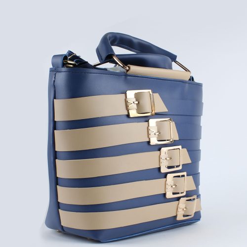 Hand Bag / Shoulder Bag for Girls in Blue & Skin