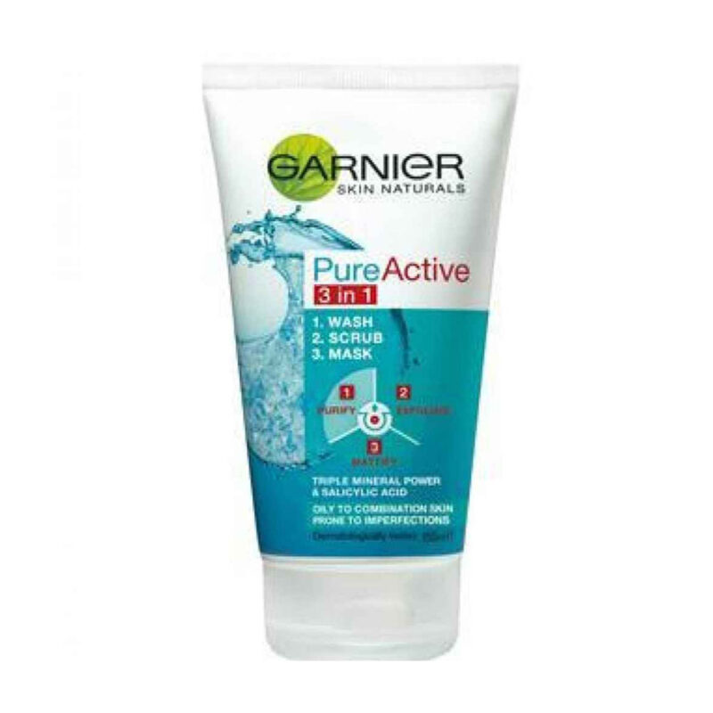 Garnier Pure Active 3 in 1 FaceWash/Scrub/Mask 100ml