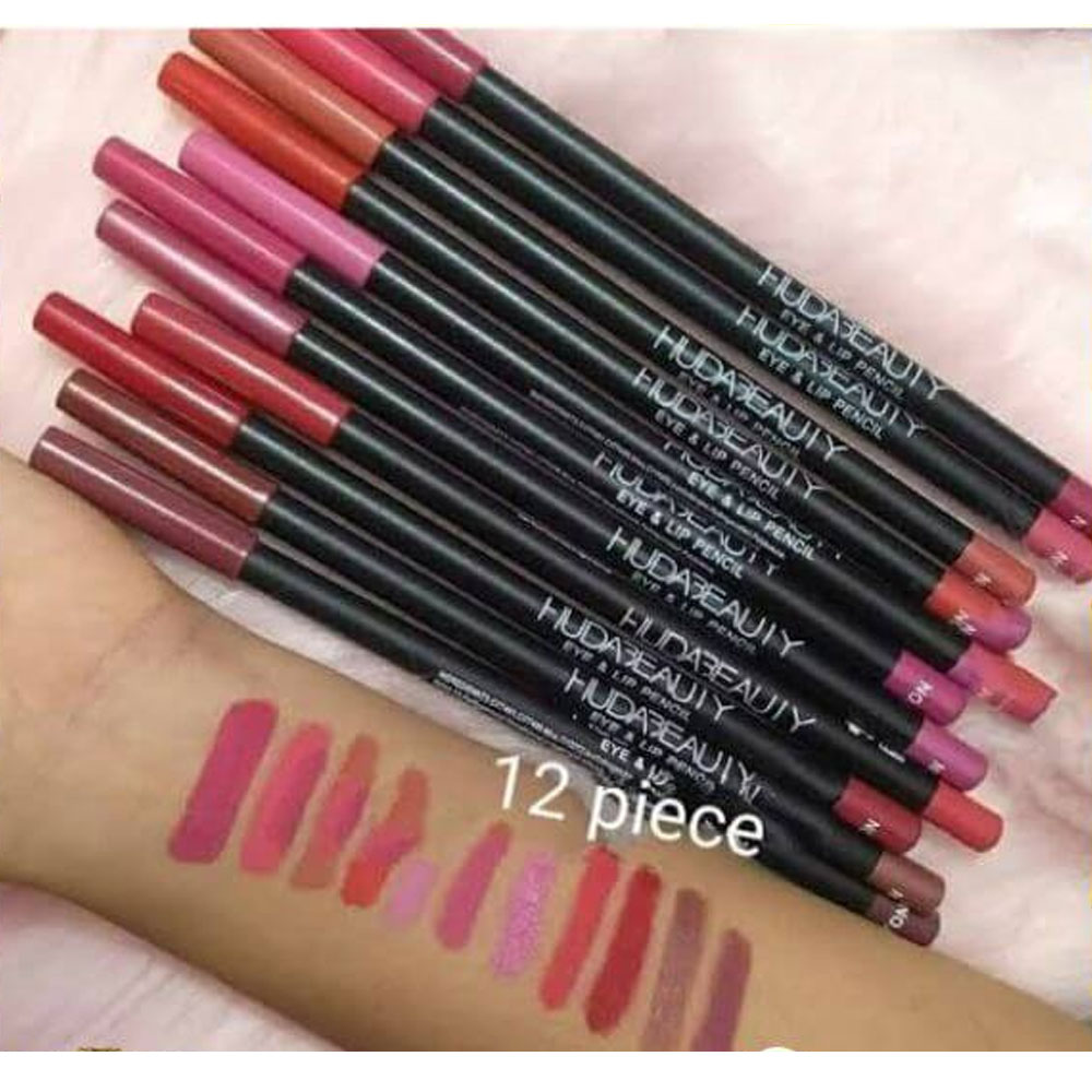 Huda Beauty Matte Lipliner Color Pencils pack of 12