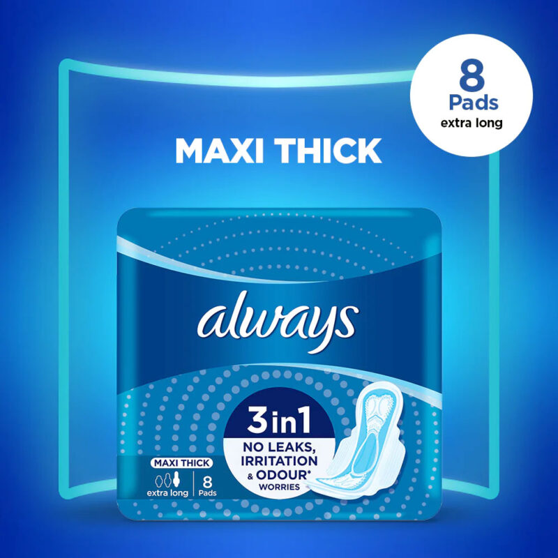 Always 3 in 1 Maxi Thick Extra Long 8 Pads