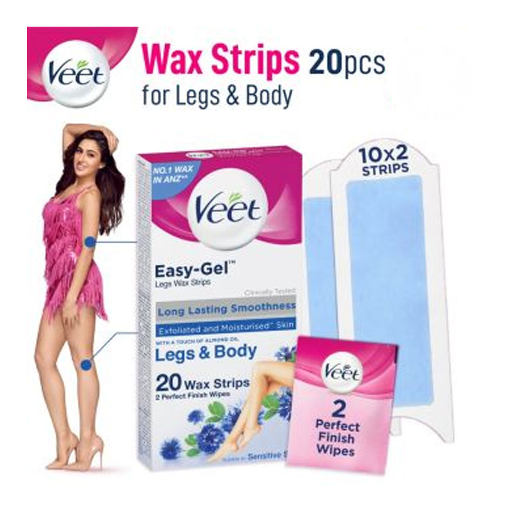 Veet Easy Gel Body & Legs Wax Strips Sensitive Skin 20 strips