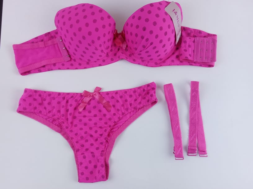 Sexy Padded Bright Pink Bra & Panties Set