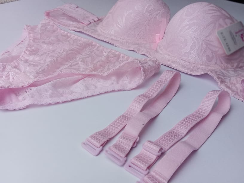 Sexy Padded Soft Pink Bra & Panties Set