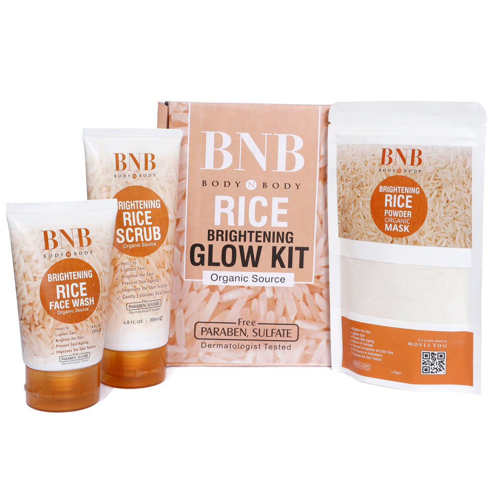 BNB Brightening Rice Extract Bright & Glow Kit 3 in 1